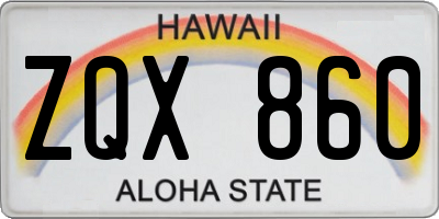 HI license plate ZQX860