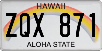 HI license plate ZQX871