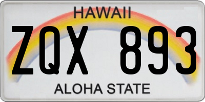 HI license plate ZQX893
