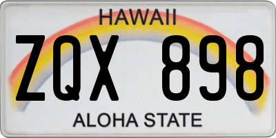 HI license plate ZQX898