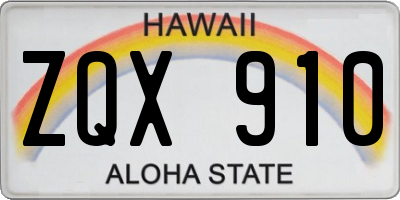 HI license plate ZQX910