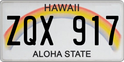 HI license plate ZQX917