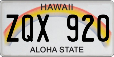 HI license plate ZQX920
