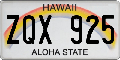 HI license plate ZQX925