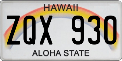 HI license plate ZQX930