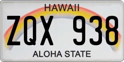 HI license plate ZQX938