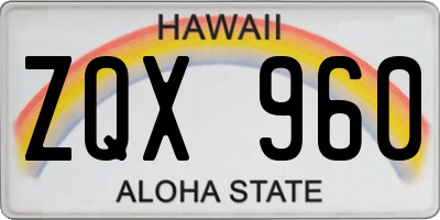 HI license plate ZQX960