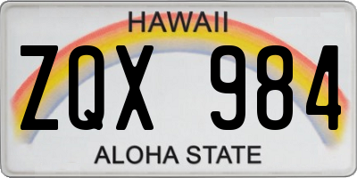 HI license plate ZQX984