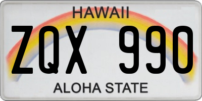 HI license plate ZQX990