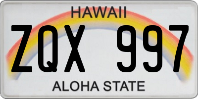 HI license plate ZQX997