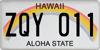HI license plate ZQY011