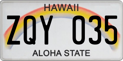 HI license plate ZQY035