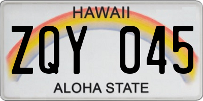 HI license plate ZQY045