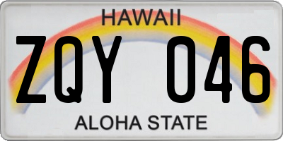 HI license plate ZQY046