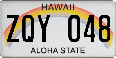HI license plate ZQY048
