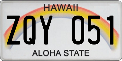 HI license plate ZQY051
