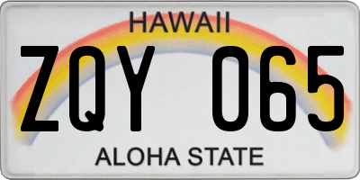 HI license plate ZQY065
