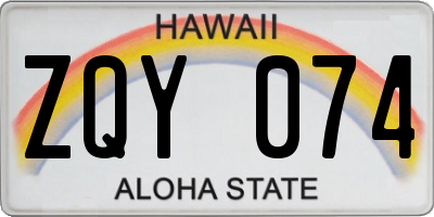HI license plate ZQY074
