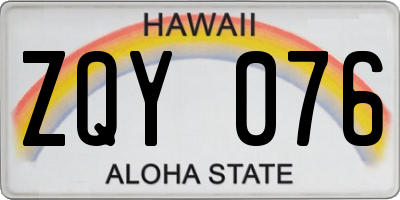 HI license plate ZQY076