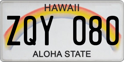 HI license plate ZQY080