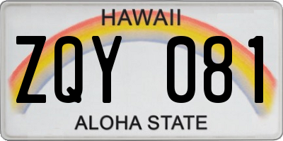 HI license plate ZQY081