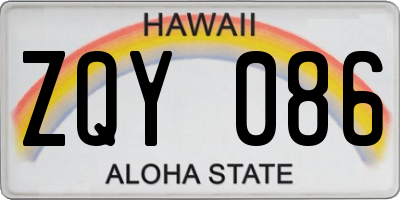 HI license plate ZQY086