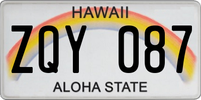 HI license plate ZQY087
