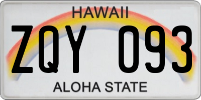 HI license plate ZQY093