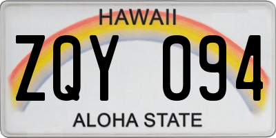 HI license plate ZQY094