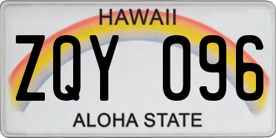 HI license plate ZQY096
