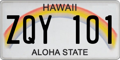 HI license plate ZQY101