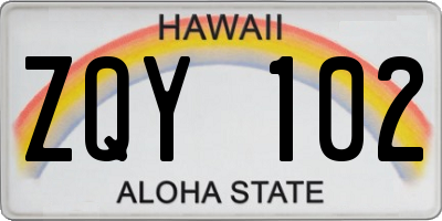 HI license plate ZQY102