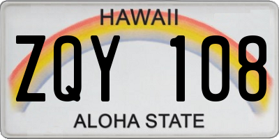 HI license plate ZQY108