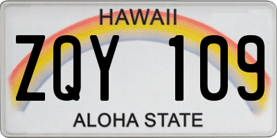 HI license plate ZQY109