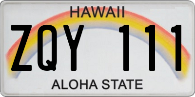 HI license plate ZQY111