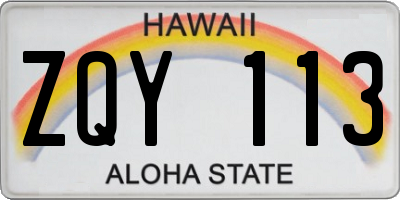 HI license plate ZQY113