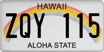 HI license plate ZQY115