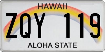 HI license plate ZQY119