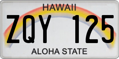 HI license plate ZQY125