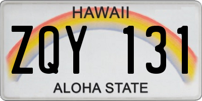 HI license plate ZQY131