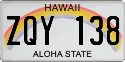 HI license plate ZQY138