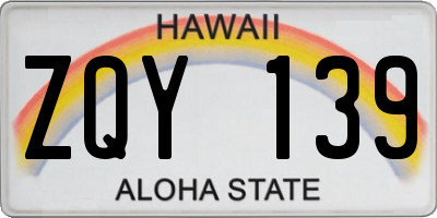 HI license plate ZQY139