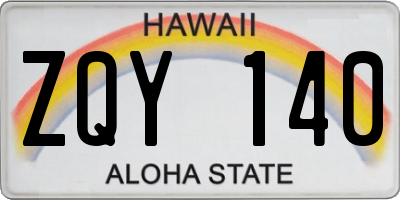 HI license plate ZQY140