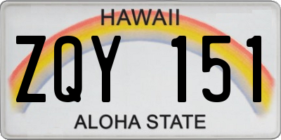 HI license plate ZQY151