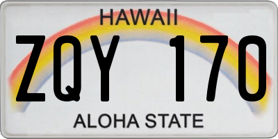 HI license plate ZQY170
