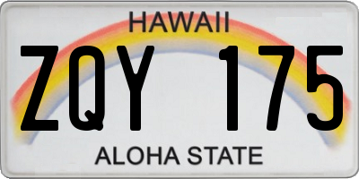 HI license plate ZQY175