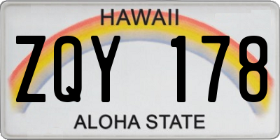 HI license plate ZQY178