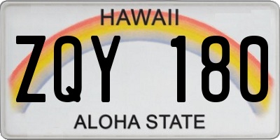 HI license plate ZQY180