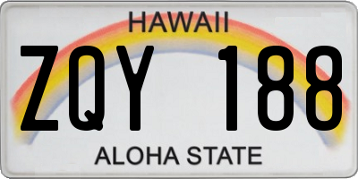 HI license plate ZQY188