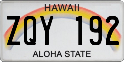 HI license plate ZQY192